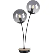 Paul Neuhaus LED Tischleuchte GREEN WIDOW Echtholz mit Eiche geölt, Rauchgläser, klimaneutral Holz-natur Wohnzimmer, Schlafzimmer, Flur, Esszimmer, Büro, Küche