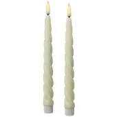 MARELIDA 2er Set LED Stabkerzen TWIST Tafelkerzen gedreht H: 25cm in creme | Gr.: onesize