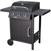 BBQ Hero Gasgrill »3-Brenner«, verchromt, 37x45cm, 9kW - schwarz