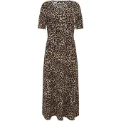 Zero Maxikleid "Damen kurzarm mit Leoprint" Raffung