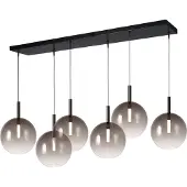 Masterlight Lido LED-Pendelleuchte 6-flammig-Glas Rauch-Schwarz matt-6x Glas groß