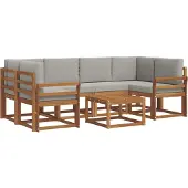 vidaXL Outdoor-Sofagarnitur 7 stk. Natürlich und Hellgrau