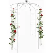Relaxdays Rosenpavillon Metall, HBT: 290 x 206 x 206 cm, Rankhilfe Kletterpflanzen, Garten, Rankpavillon mit Haken, weiß