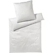 Elegante Mako-Satin Bettwäsche-Garnitur Hamburger Streifen Farbe Hellgrau Größe 135x200cm+80x80