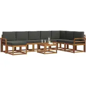 vidaXL Outdoor-Sofagarnitur 9 Stk. Natur und Anthrazit