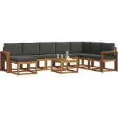 vidaXL Outdoor-Sofagarnitur 9 stk. Natur und Anthrazit