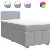 vidaXL Boxspringbett mit Matratze Hellgrau 100x200 cm Stoff