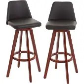 Mendler 2er-Set Barhocker HWC-C43, Barstuhl Tresenhocker, Holz Kunstleder drehbar MVG- braun
