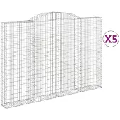 vidaXL Gabionen mit Hochbogen 5 Stk. 300x30x200/220cm Verzinktes Eisen