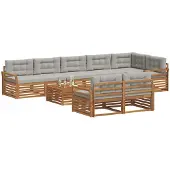vidaXL Outdoor-Sofagarnitur 9 stk. Natürlich und Hellgrau