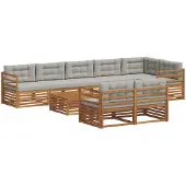 vidaXL Outdoor-Sofagarnitur mit Kissen 9 pcs Natürlich und Hellgrau