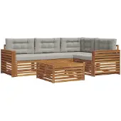 vidaXL Outdoor-Sofagarnitur 5 Stk. Natürlich und Hellgrau