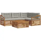 vidaXL Outdoor-Sofagarnitur 5 stk. Natürlich und Hellgrau