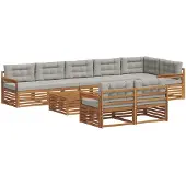 vidaXL Outdoor-Sofagarnitur 9 stk. Natürlich und Hellgrau