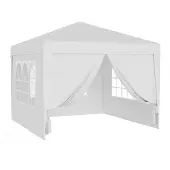 Wiltec Pavillon 3 x 3 m in Weiß mit UV-Schutz 50+, Gartenpavillon mit abnehmbaren Seiten, Partyzelt mit Fenstern für z. B. Terrasse und Festival