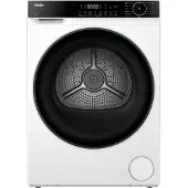 Haier HD120-E357U1-IT, Freistehend, Frontlader, Wärmepumpe, Weiß, Drehregler, Berührung, Schwarz