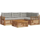vidaXL Outdoor-Sofagarnitur 5 stk. Natürlich und Hellgrau