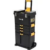 VOREL Werkzeugwagen 3 Segmente aus robustem Kunststoff 45x28x82/104 cm