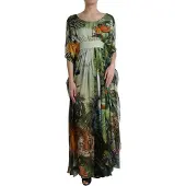 Dolce&Gabbana Bedrucktes Seiden-Kaftan-Kleid mit Dschungelmotiv Maxi-Kleid