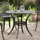 vidaXL Möbel Gartentisch Schwarz Ø90x75 cm Aluminiumguss - Balkon Tisch 4002808