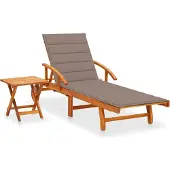 Syfax Sonnenliege mit Tisch und Auflage Akazie Massivholz