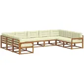 vidaXL Outdoor-Sofagarnitur 9 stk. Natur und Creme