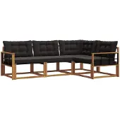 vidaXL Outdoor-Sofagarnitur 4 stk. Natürlich und Schwarz