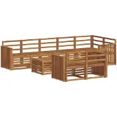 vidaXL Outdoor-Sofagarnitur 9 stk. Natur Polyester