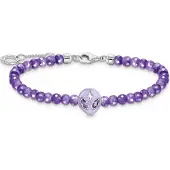 Thomas Sabo Armband Beads mit Alienkopf und violetter Kaltemaille Silber