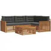 vidaXL Outdoor-Sofagarnitur 5 Stk. Natur und Anthrazit