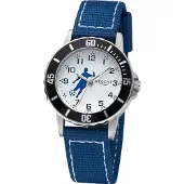 Regent Kinderuhr F-1375 Fußball, blau, silberfarben