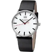 Regent F-1266 Herren-Armbanduhr, Edelstahl-Gehäuse, Leder-Armband