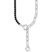 Thomas Sabo Collier aus Onyx-Beads und Gliederkette mit weissen Steinen Silber