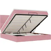 Syfax Ottoman-Bett mit Matratzen & LEDs Rosa 160x200 cm Samt