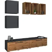 VCM TV Möbel | Wohnwand mit ausreichend Stauraum | Anbauwand | Maße H. 200 x B. 190 x T. 40 cm | Fernseh Möbel – Arila L
