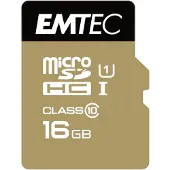 Emtec microSD Class10 Gold+ 16GB, 16 GB, MicroSDHC, Klasse 10, 85 MB/s, 21 MB/s, Blau, Gold