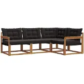 vidaXL Outdoor-Sofagarnitur 4 stk. Natürlich und Schwarz