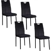 HTI Denton Stuhl Samt Schwarz mit Ziernähten und Cut-Out, 41,5x52,5x96,5 cm