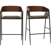 Miliboo - Designer Barhocker aus dunklem Holz und schwarzem Metall (2er-Set) WESS