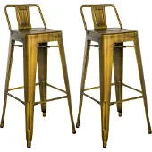 CLP Barhocker 2er Set mit Lehne im Industrial-Look Mason, mit Rückenlehne gold