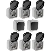 Chilitec Feuchtraum Starter Kit 6x Steckdose 2x Schalter AP IP44