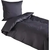 TRAUMSCHLAF Uni Mako-Satin Bettwäsche 2x Kissenbezug 40x60 cm schwarz