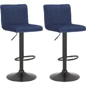 CLP 2er Set Barhocker Jamie Samt höhenverstellbar und 360 Grad drehbar | Farbe blau