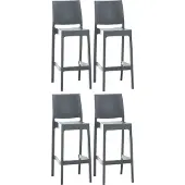 CLP 4er Set Barhocker Maya Kunststoff dunkelgrau