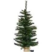 Gartenpirat Künstlicher Weihnachtsbaum LED warmweiß kiefernähnlich mit Frosteffekt batteriebetrieben beleuchtet : 90 cm