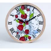 Tulup Holzuhr 20fi cm wanduhr - schwarze Spitzen - Himbeeren und Wasser