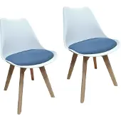 HTI Stuhl Atlanta Weiß, Webstoff Blau