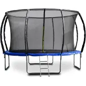 G21 Trampolin SpaceJump, 366 cm, blau, mit Sicherheitsnetz + Freitreppe