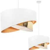 Light11 HOME Asti Hängelampe Schräg Weiss 1 Flacher Weisser Goldener Lampenschirm Ts