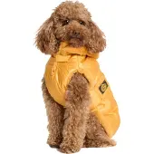 Fashion Dog Hunde-Steppmantel mit abnehmbarer Kapuze - Ocker-Gelb - 33 cm